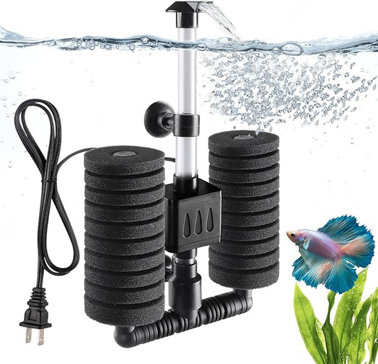 AQQA Aquarium Filter Submersible Internal Power Filter with Multi-Stage Filtration for Freshwater & Saltwater Fish Tanks, Quiet Electric Pump for 10-40 Gallon (110V/60Hz)