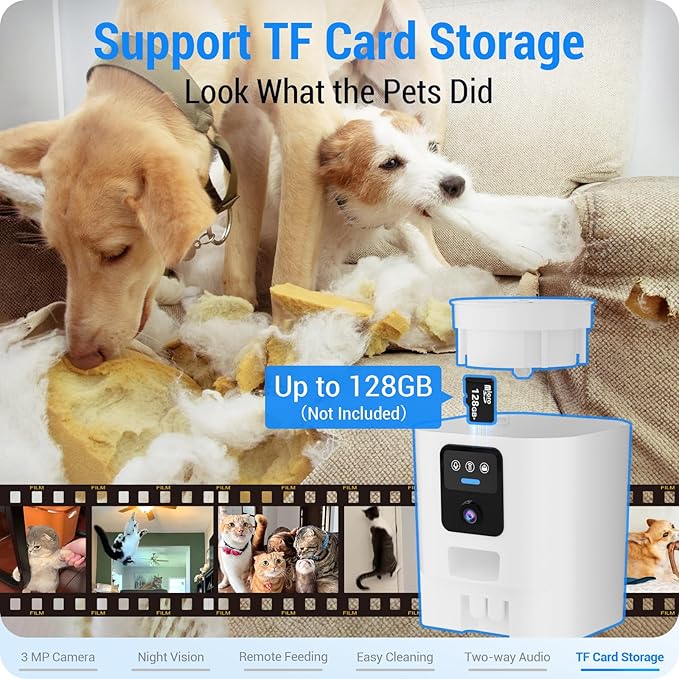 Automatic Cat Feeder with 2K Camera: 5G WiFi Automatic Dog Feeder with Night Vision,Cat Food Dispenser with 7L Large Food Storage Container for Multiple Pet,Detachable for Easy Clean -29 Cup