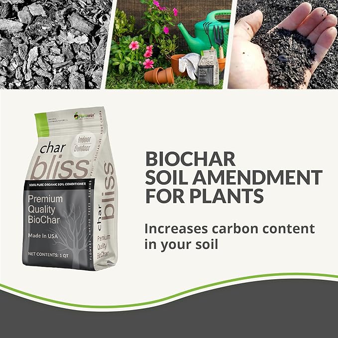 Char Bliss (24 Qts) - Organic Biochar for Plants - OMRI-Listed Biochar Soil Amendment Organic - Bio Char for Plants - Horticultural Charcoal for Plants, Potting Soil, Garden Soil, & Potting Mixes