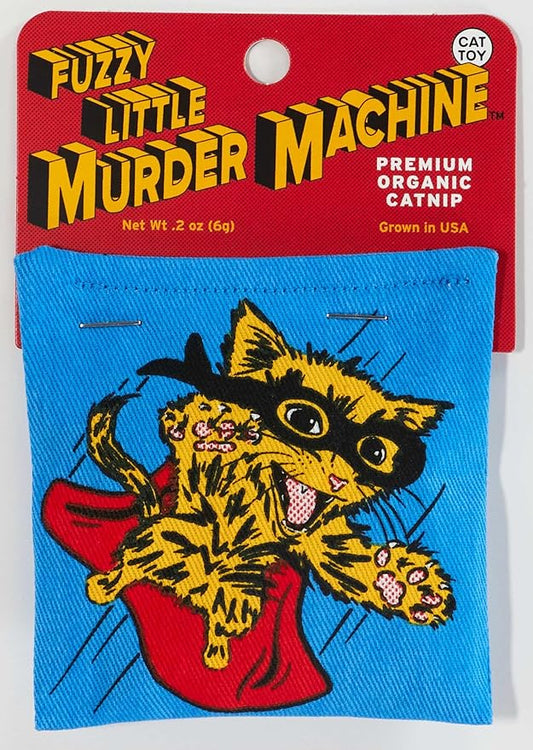 Blue Q Fuzzy Little Murder Machine Catnip Cat Toy. Premium Organic Catnip Grown in The USA, 100% Cotton Pouches, Kitty Graphics Sure to Delight Every Cat-Keeper.