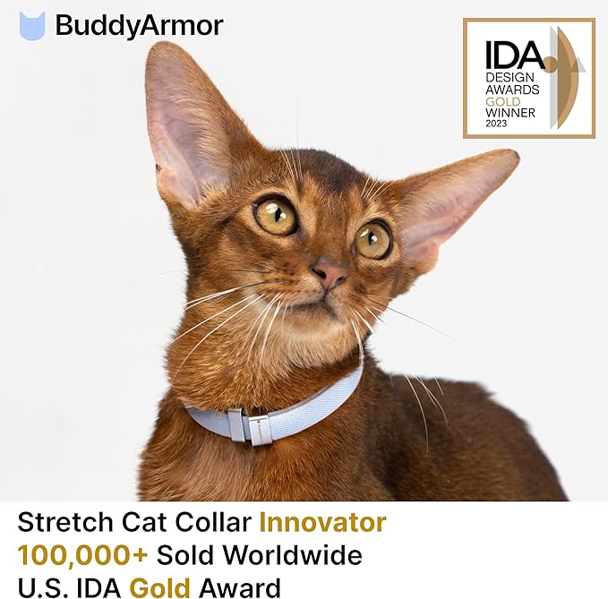 Safety Cat Collar Pro, Lightweight Elastic Release Non Breakaway Cat Collar Adjustable with Snap Fastener for Kitten All Small Large Cats, US IDA Gold Award (Monet Purple, S 5.9-11.8")