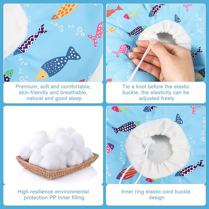 Cat Cone Collar Soft Cute Adjustable Cat Donut Recovery Collar Elizabethan Cats Cones to Stop Licking Comfortable Anti-Bite Neck Cone for Pet Kittens After Surgery