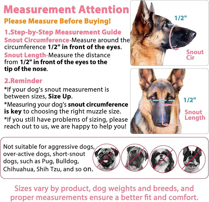LUCKYPAW Dog Muzzle, Mesh Muzzle for Large Medium Small Dogs, Soft Mouth Guard for Biting Chewing, Breathable Mouth Guard with Adjustable Strap for Training(Hot Pink, L(Snout:9.75"-11"))