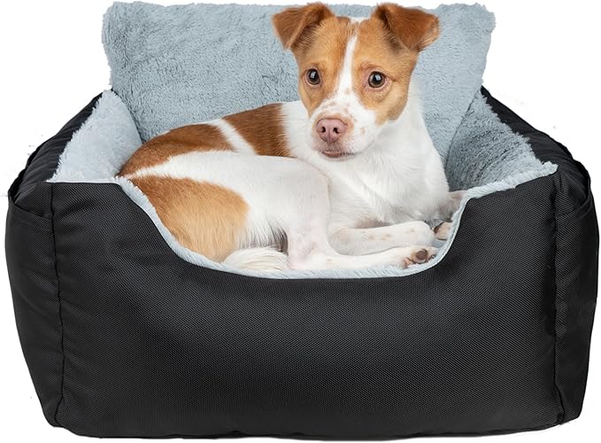 Best Pet Supplies Dog Pet Booster Seat, Dog Car Seats for Small Dogs & Medium Dogs, Soft Plush Cushion with Comfortable Bedding, Secure Straps, and Tall Pillow, Black