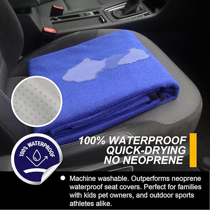 Back Seat Cover for Car Trucks Van SUV,Waterproof Rear Bench Towel Seat Covers for Dogs and Kids,Automotive Backseat Protector (Blue)