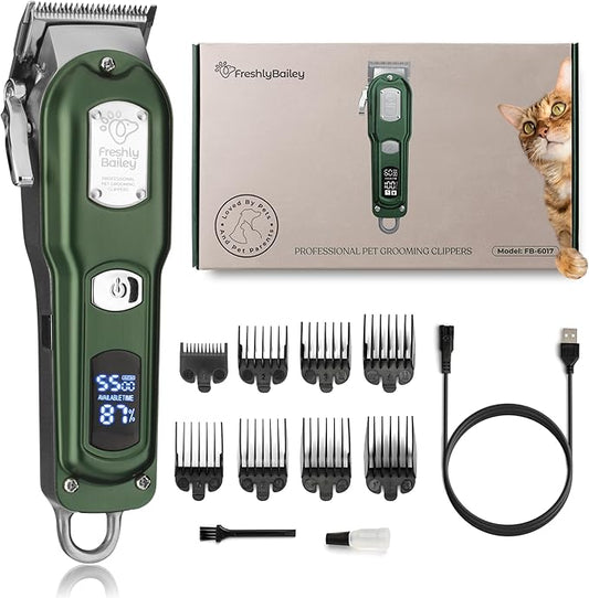 Cat Clippers for Matted Hair - Matted Cat Fur Remover - Low Noise Grooming Trimmer & Shaver | Pet Clippers for Long Hair Cats | Professional Pet Shaver with Detachable Guards