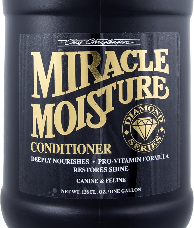 Chris Christensen Diamond Series Miracle Moisture Dog Conditioner, Groom Like a Professional, Pro-Vitamin Formula, Provides Maximum Moisture, Use on Both Dogs and Cats, Made in USA. 128 oz