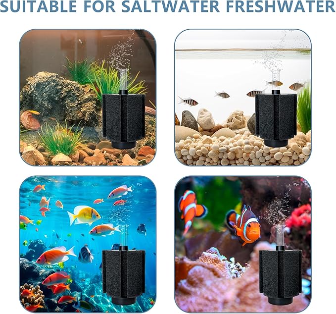 Aquarium Sponge Filter,10 Gallon Bio Sponge Filter with Airstone Breeding Fry Betta Shrimp for Fish Tank 10-30-50 Gallon