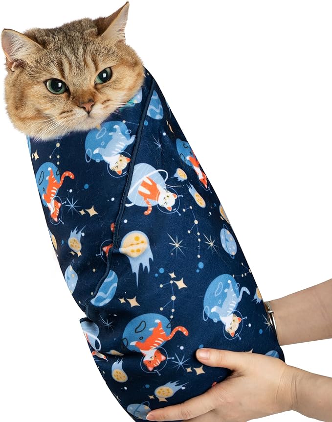 Cat Grooming Wrap,Anti-Escape Cat Wrap for Grooming,Self-Adherent Soft Cat Blanket to Wrap,Anti-Bite,Clip Nails,Anti-Scratch,Cat Calming Wrap,Cat Burrito Wrap,Swaddle Wrap Pet Tool