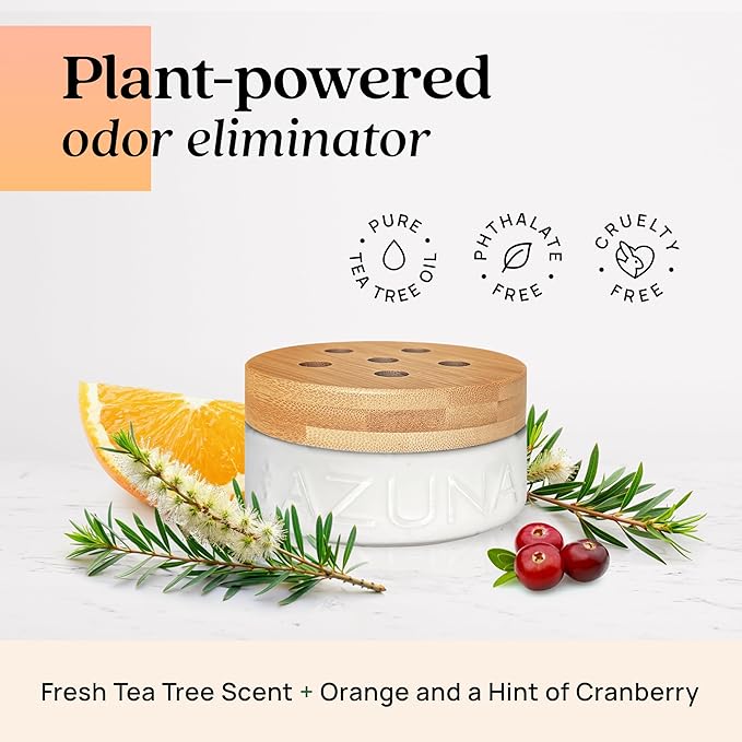 Azuna All-Natural Odor Remover Gel Refill Pouch | Air Purifier with Tea Tree Oil | Plant-Based & Long Lasting | For Pet Odors, Smoke & Strong Odors | Simply Citrus | 24 oz.