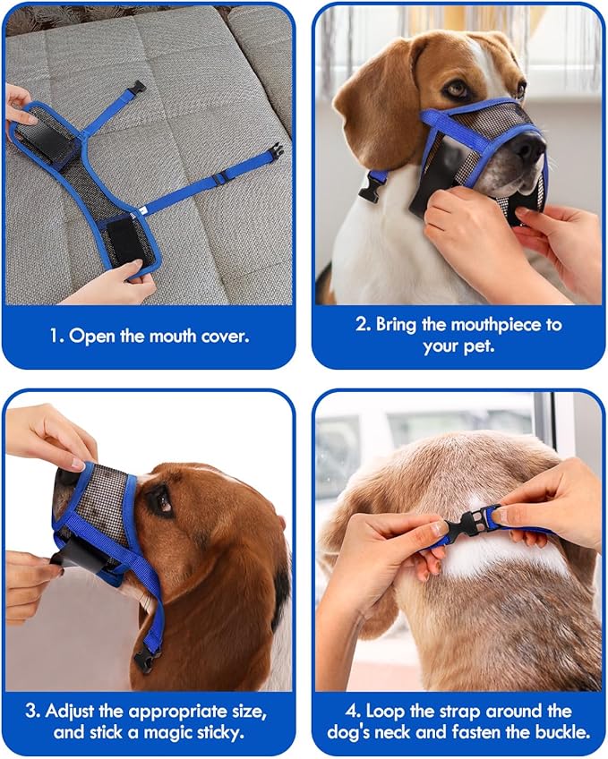 Dog Muzzle, Soft Air Mesh Muzzle for Small Medium Large Dogs Anti Biting Barking Chewing, Breathable Drinkable Adjustable Loop Pets Muzzle for German Shepherd Husky Labrador Retriever (Blue,XL)