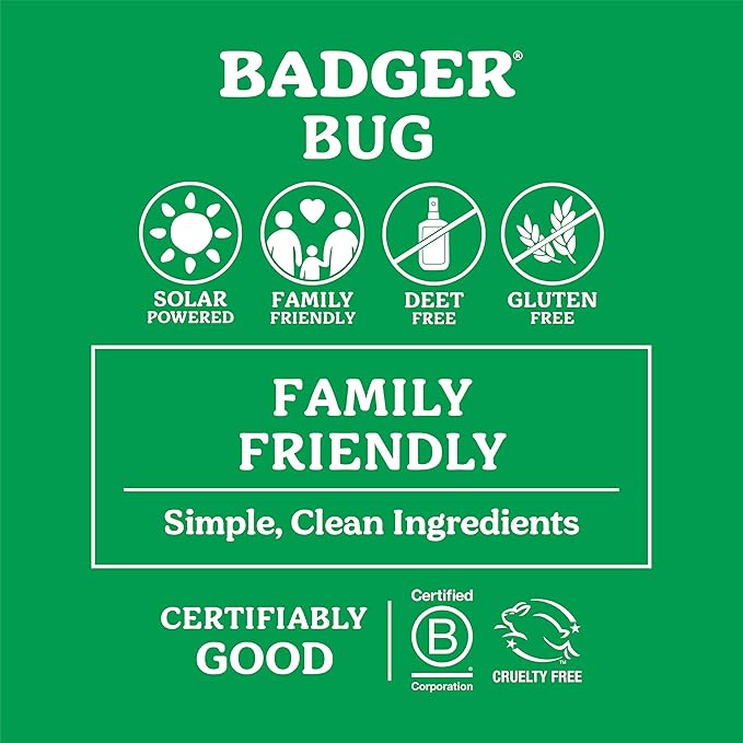 Badger Bug Spray Travel Size, Family Friendly All Natural Mosquito Repellent w/Organic Essential Oils, Smells Great, 3 Hours Effective, Deet-Free, Vegan, Travel Insect Repellent, 2.7 fl oz