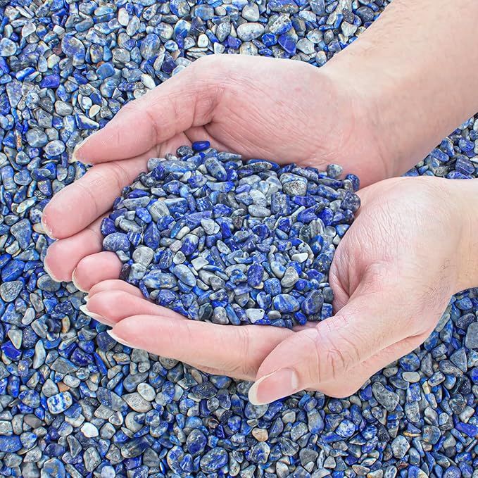 Crystals Chips Bulk Crushed Quartz Lapis Lazuli Stones 0.5 Lb/230g, Natural Irregular Shaped Healing Gravels Pebbles Decorative Stones for Fish Tank||Vase Filler|Succulent Plants Decor