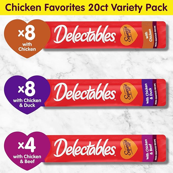 Delectables Squeeze Up Non-Seafood Variety Pack Lickable Cat Treat, 20 Count (Pack of 1)