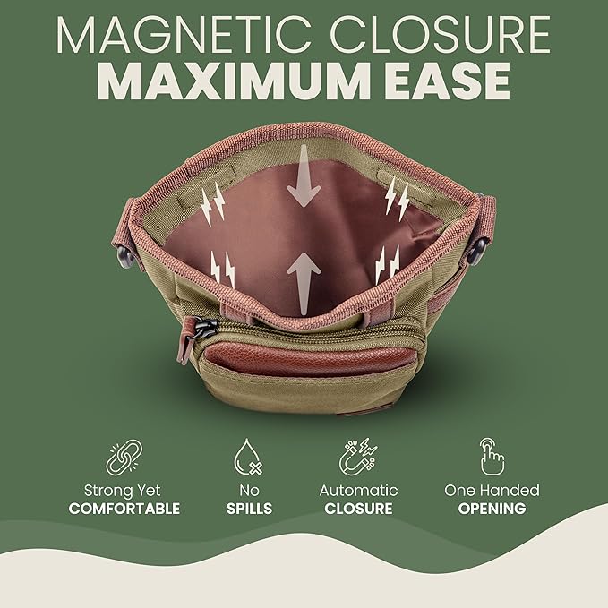 BEAU&FUR Dog Treat Pouch with Clicker for Training - Hands-Free Dog Treat Bag with Magnetic Closure, Built-in Poop Bag Holder Pocket