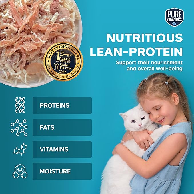 Chicken and Beef Recipe in Broth, Shredded Wet Cat Food, Grain-Free Protein, Non-GMO, 12 Pack