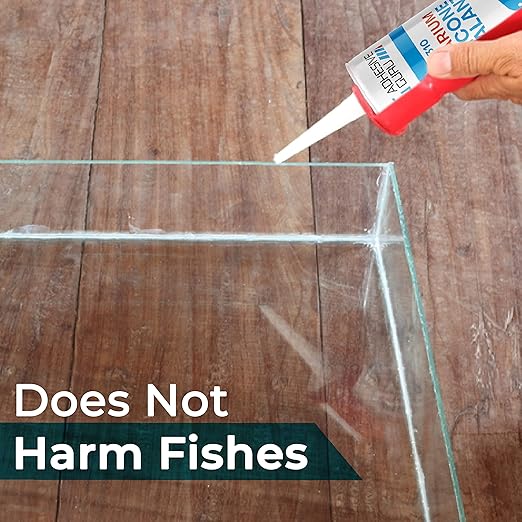 Aquarium Silicone Sealant Clear (2x10.5 floz) 100% Silicone, Waterproof Aquarium Safe, Non-Toxic Fish Tank Glue, Solvent Free, Rapid Curing, Strong Adhesion, Transparent, 2 Pack