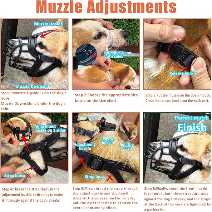 Dog Muzzle – Lightweight Breathable Basket Muzzle, Anti-Biting & Chewing, Adjustable Fit for Small, Medium & Large Dogs(Size1)