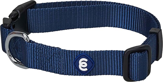 Blueberry Pet Essentials Medium Dog Collar in True Navy | Adjustable & Eco-Friendly Durable Nylon Strap | Classic Collar for Medium Dogs, Boy & Girl Pets
