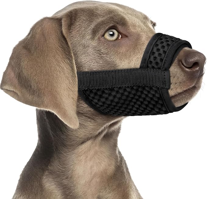 Mayerzon Dog Muzzle with Hook and Loop for Large Medium Small Dogs, Patented Soft Mesh Beagle Labrador Puppy Muzzles for Biting Chewing Grooming, Breathable, Adjustable, Allows Panting Drinking