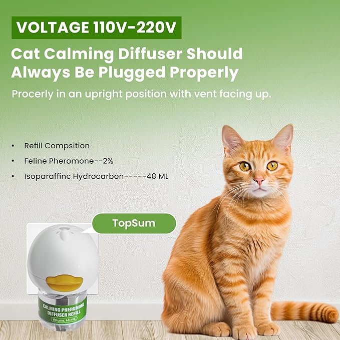 Calming Diffuser Kit for Cat, Cat Pheromone Calming Diffuser Starter Helps Ruduce Anxious, Anti-Stress & Comforts Cats (2 Diffuser + 6 Refills)
