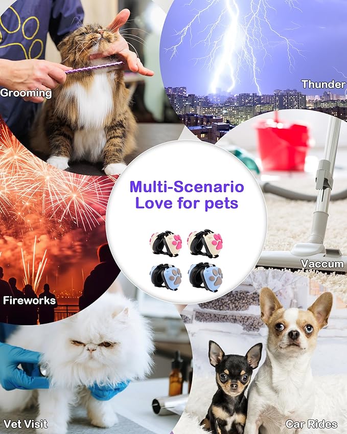 Calming Earmuffs for Cats and Small Dogs - for Anxiety Relief - Noise Canceling for Fireworks, Thunderstorms, Pet Grooming & Force Drying - Dog Ear Muffs Noise Protection (Blue, Small)