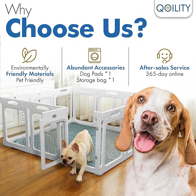 Clear Dog Playpen Indoor, Effectively Relieves Pet Anxiety, Suitable for Most Dogs, White