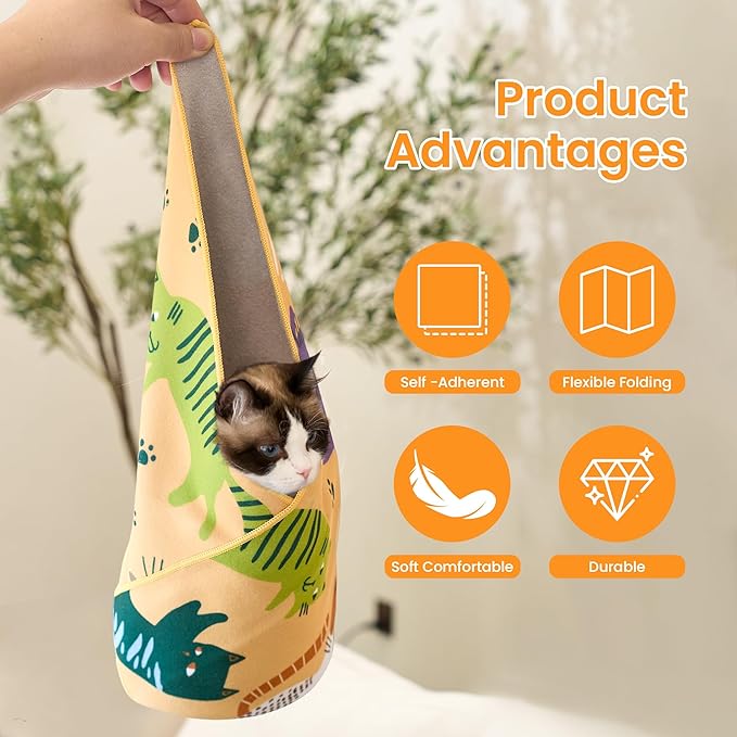 Cat Wrap for Cutting Nails,Cat Wrap for Grooming,Self-Adherent Soft Cat Blanket,Anti-Scratch Anti-Escape Multifunctional Cat Grooming Bag Pet Tool (21.7" X 21.7",Within 11.89lbs)