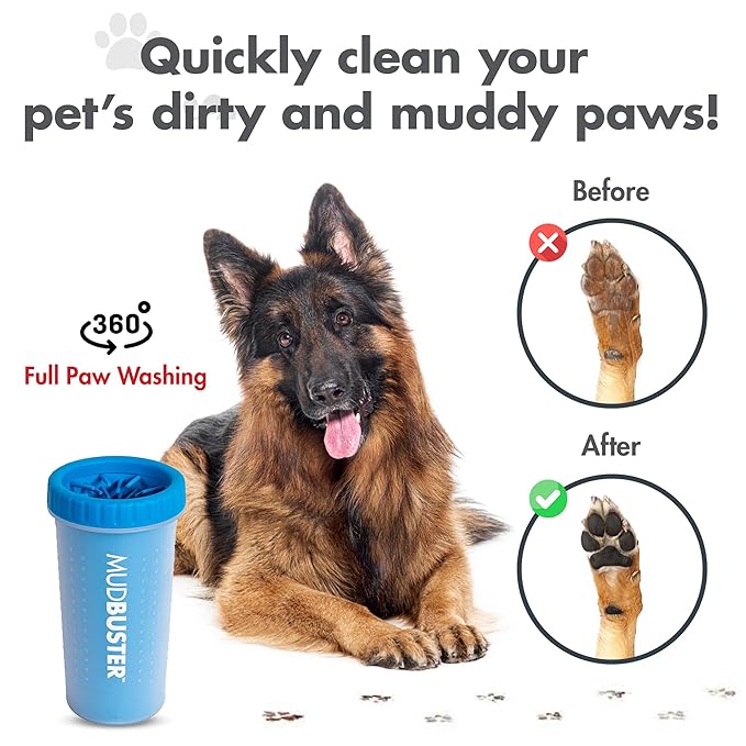 Dexas MudBuster Large Portable Pro Blue Paw Cleaner for Dogs - Premium Quality Pet Supplies and Accessories