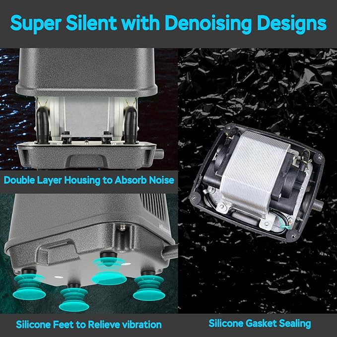 AquaMiracle Linear Air Pump, 635/950/1600/4000GPH Pond Bubbler Septic Air Pump, Energy-Efficient Pond Aerator for Outdoor Ponds, Aquariums, Hydroponics, Waste Treatment