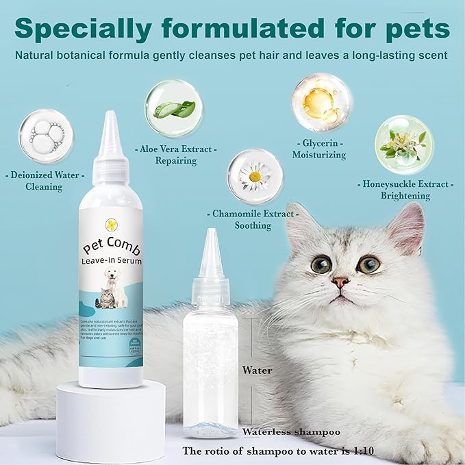 Cat Steam Brush, Dog Brush for Shedding, Pet Spray Hair Removal Comb, Pet Grooming Brush for Short & Long Haired Dogs & Cats,Spritz Defur Comb with Waterless Shampoo (White)