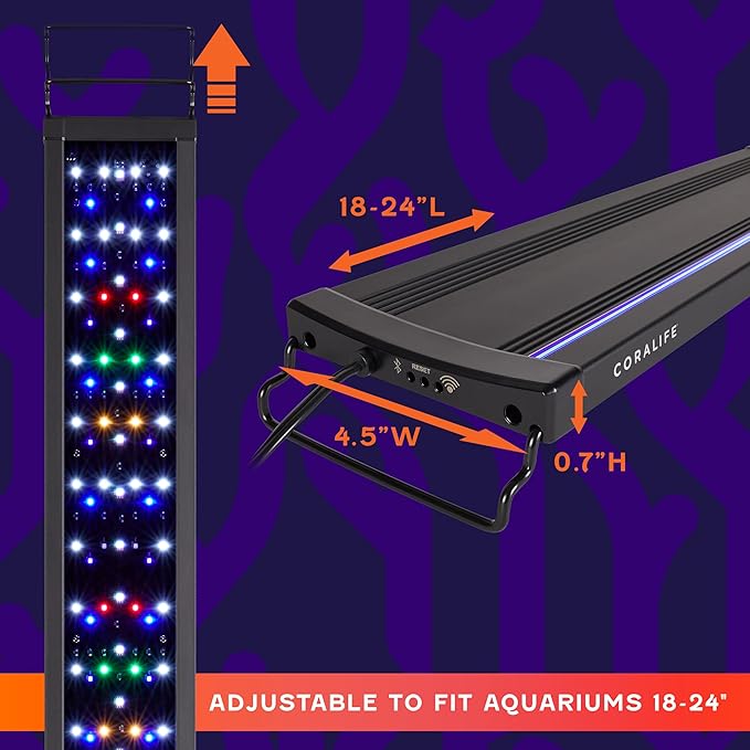 Coralife Fish Tank Aquarium Seascape WiFi/Bluetooth Smart LED Light Fixture, 18-24"
