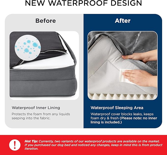 Bedsure Orthopedic Dog Beds for Small Dogs - Washable Small Dog Cat Bed Waterproof, Comfort Pet Couch Sofa with Washable Removable Cover, Pets Bed with Nonskid Bottom, Ivory, 24"