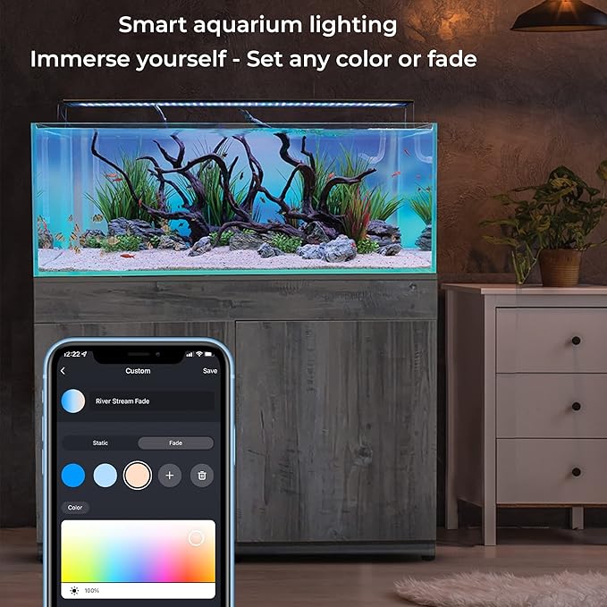 CURRENT USA ColorPlus Smart Freshwater Aquarium & Terrarium LED Light with App and Voice Control | Alexa & Google Home Compatible | Extra Vivid Colors for Fish Tank| Aluminum (for Tanks 48" to 60")