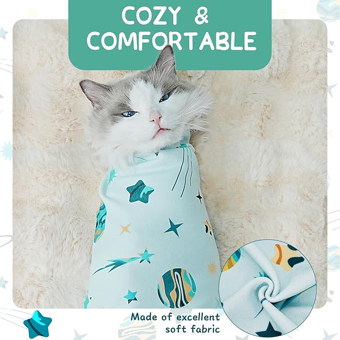 Cat Wrap for Cutting Nails, Self-Adhesive for Grooming, Anti-Scratch Cat Swaddle Wrap for Medicine, Nail Clipping, Teeth Brushing, Ear Cleaning