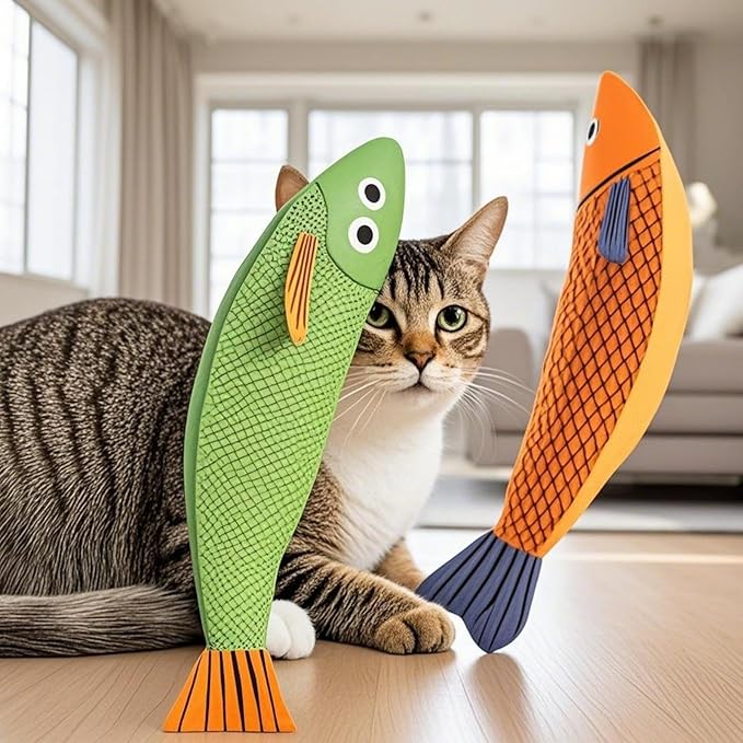 Cat Toys for Bored Indoor Adult Cats - Catnip Toys for Mental Stimulation, Interactive & Durable Kicker Toys for Solo Play, Best for Lazy or Senior Cats(Green