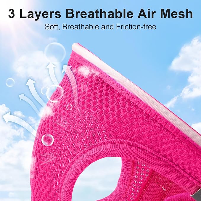 Light Up Dog Harness,Rechargeable LED Dog Harness for Small Medium Large Dogs,Reflective Lighted Safety Vest for Night Walking & Camping,Lightweight & Adjustable,Pink,M