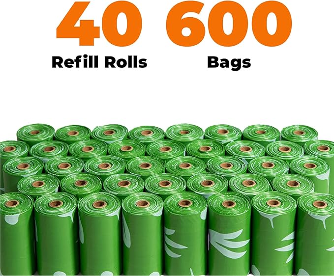 Best Pet Supplies Poop Bags for Dogs, 50% Post-Consumer Recycled Content dog waste bags on rolls, fits all poop bag holders for leashes - 600 Count, Green, Unscented