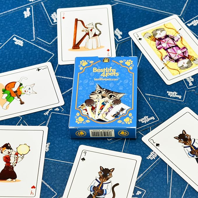 Cat Playing Cards Themed Deck for Adults - Collectible Card Games for Teens, Women and Men - Card Games For Adults on Family Game Night - 54 Cards for Solitaire or Poker - Fun Gifts for Cat Lovers