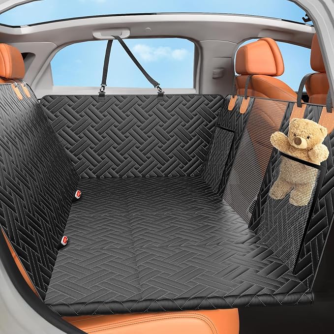 Back Seat Extender for Dogs,Dog Car Seat Cover for Back Seat,Hard Bottom Dog Bed for Car with Mesh Window,100% Waterproof and 600D Oxford Scratch-Resistant Backseat Car Seat for Cars Trucks and Suv