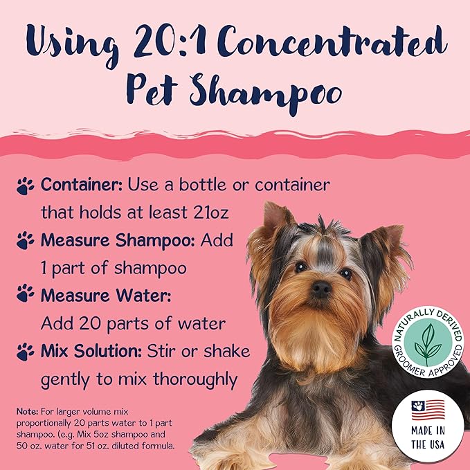 Bobbi Panter Cat Shampoo and Conditioner - Made in USA - All Natural 2-in-1 Formula for Reducing Shedding, Dander, Matting - Concentrated 10:1 for Professional Groomers - Watermelon Scent, 13 Oz