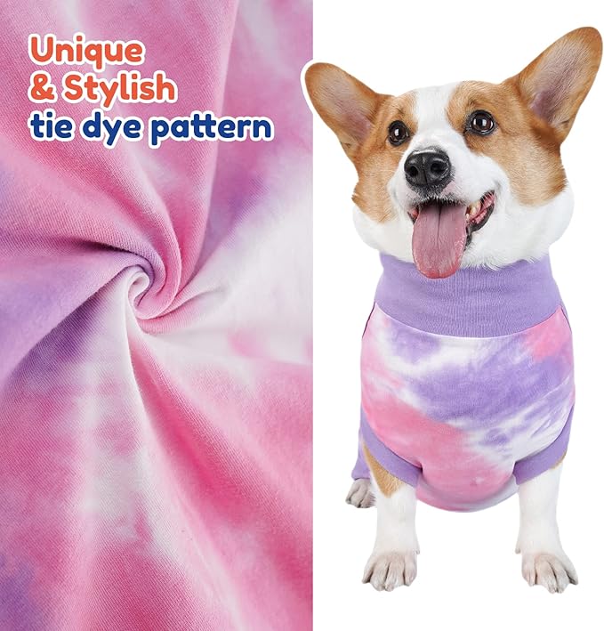 Breathable Dog Recovery Suit for Male/Female, Tie Dye Purple Dog Onesie for Abdominal Wounds, Cone E-Collar Alternative After Surgery to Anti-Licking, Professional Surgery Suit for Dogs Small