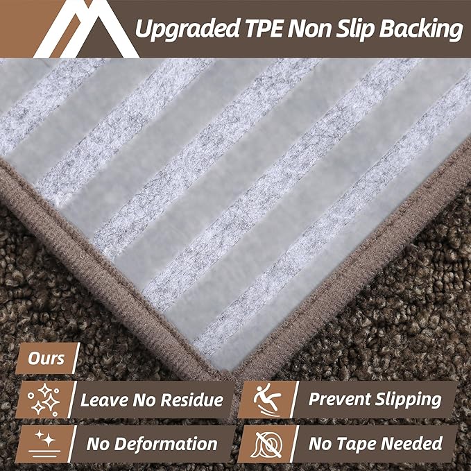 COSY HOMEER Edging Stair Treads Non-Slip Carpet Mat 28inX9in Indoor Stair Runners for Wooden Steps, Edging Stair Rugs for Kids and Dogs, 100% Polyester TPE Backing (10pc, Brown)