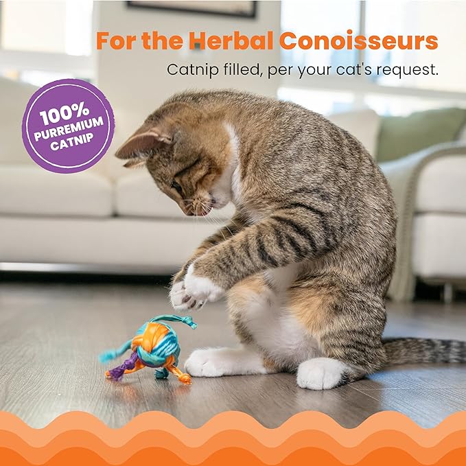 Catstages Catnip Tons of Tails – Interactive Catnip Dental Chew Toy for Cats with Rope, Ribbon & Cotton for Batting, Chasing & Chewing