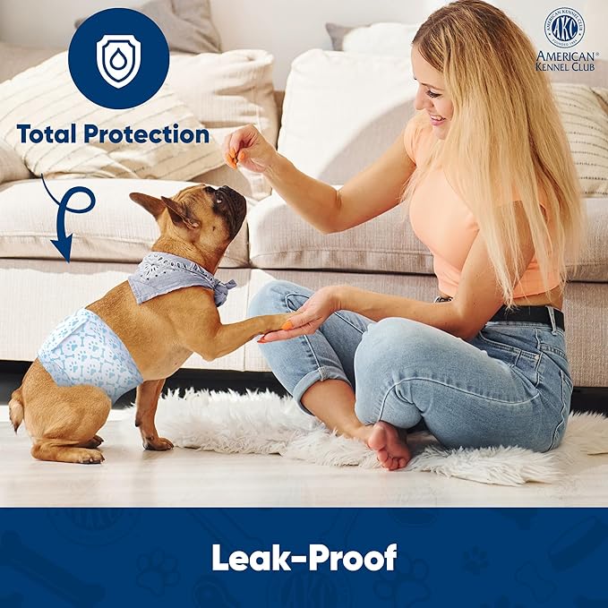 American Kennel Club Male Dog Wrap, Disposable Diapers with Wetness Indicator, X-Small, 50 Count