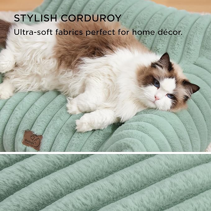 Bedsure Cute Dog Couch for Pets - Fluffy Dog Sofa with Premium Soft Corduroy Fleece, Pet Couch Bed with Washable Cover, Supportive Pet Sofa Bed for Medium Large Dogs, 36inch, Garden Green