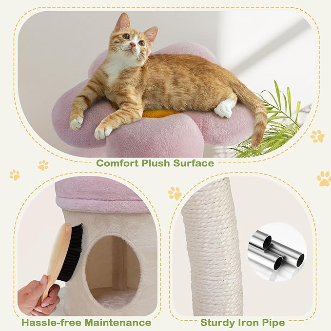 COZIWOW Aesthetic Cat Tree for Large Cats, 57'' Tall Modern Cat Tree Tower Scratching Post with Large Condo, Cat Bed, Side Perch, Luxury Cat Gifts