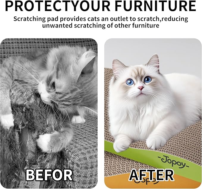 Cat Scratching Board, Corrugate Cat Scratcher for Indoor Cats with Catnip, Cat Scratch Pad with Scratch Textures Design, Cardboard Cat Scratcher with Double-Sided Usability