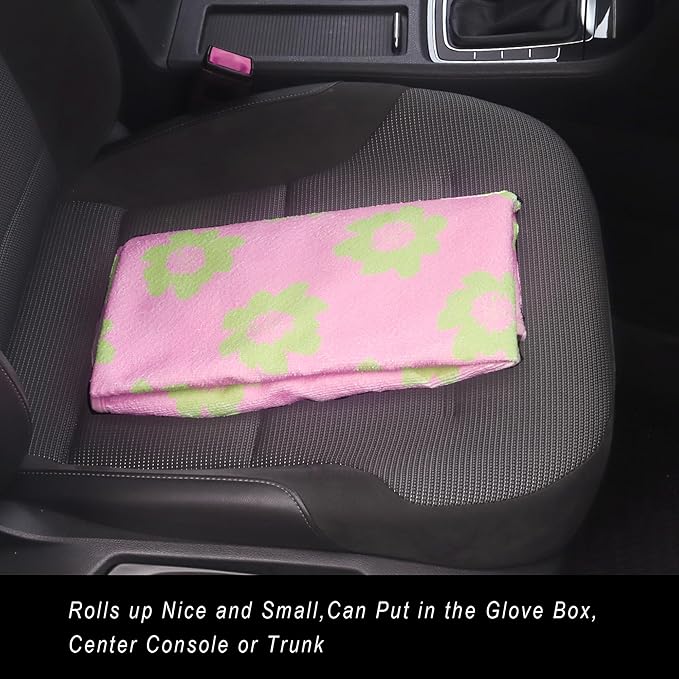Car Seat Cover Protector Front Seats,for Gym Workout,Running,Swimming,Beach and Hiking,Waterproof Sweat Towel Bucket Seat Covers for Cars SUV Trucks (Flower and Pink, 2Pcs)