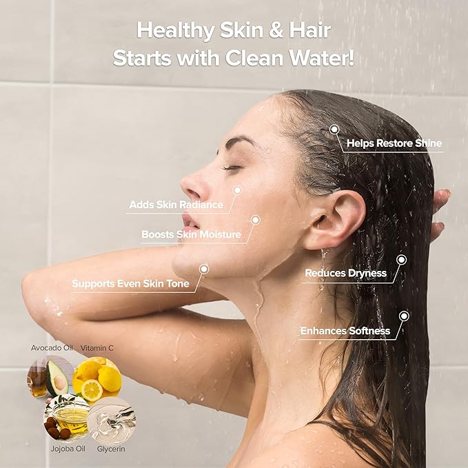 Filtered Handheld Shower Head with Vitamin C & Sediment Filter, High Pressure Water Flow, Water Saving, Reduces Chlorine for Dry Skin & Hair, On/Off Switch, Made in Korea, Spa-Like Shower- Pure White